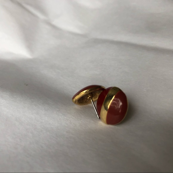 Vintage | Duotone Glazed Stud Pierced Earrings - Picture 3 of 4